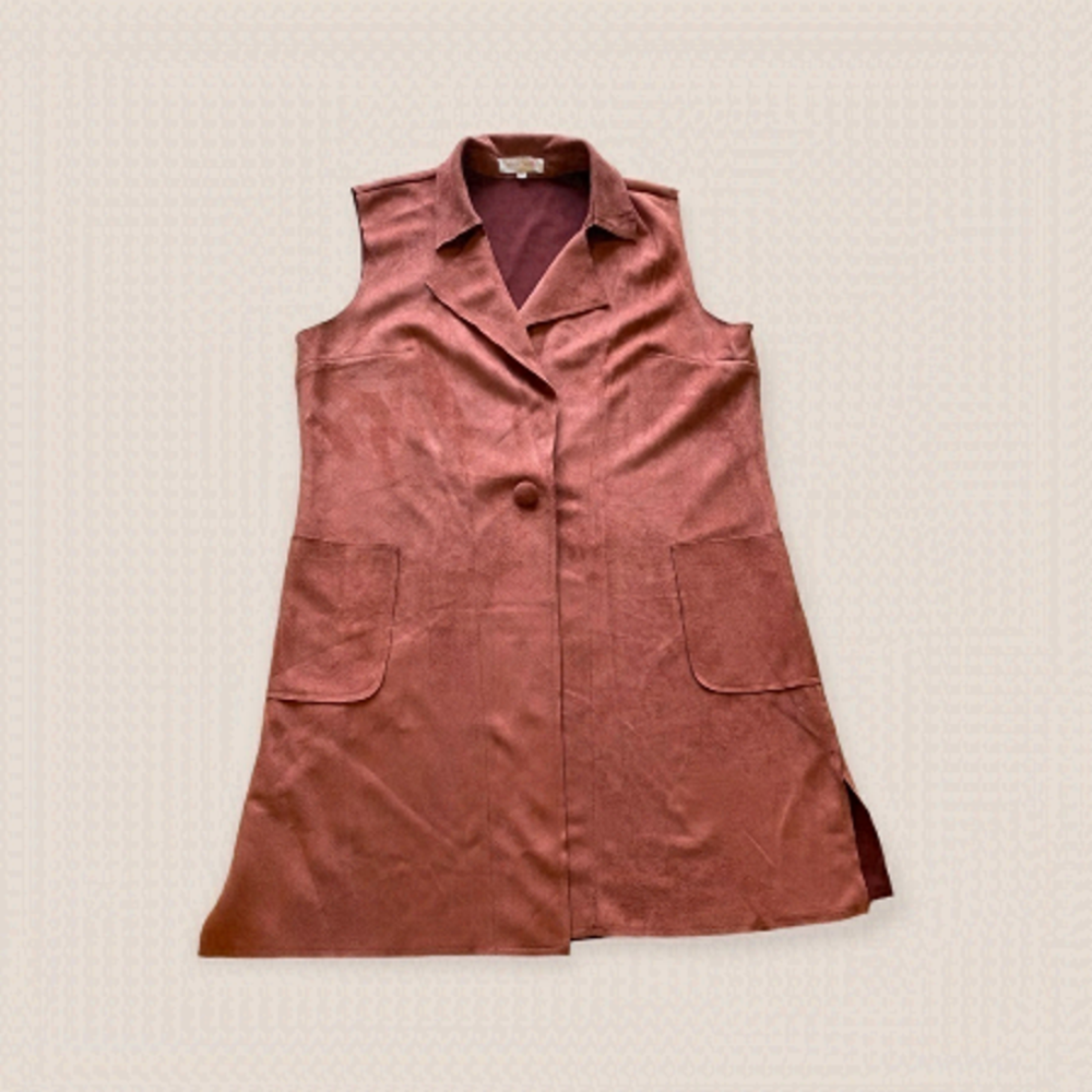 Solitaire Anthro Long Vest Size XL Burnt Orange Autumn